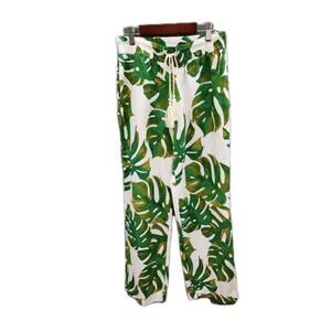 Joie Women's Size Small Wide Leg Linen Blend Aloha Tropical Palm Leaf Pants